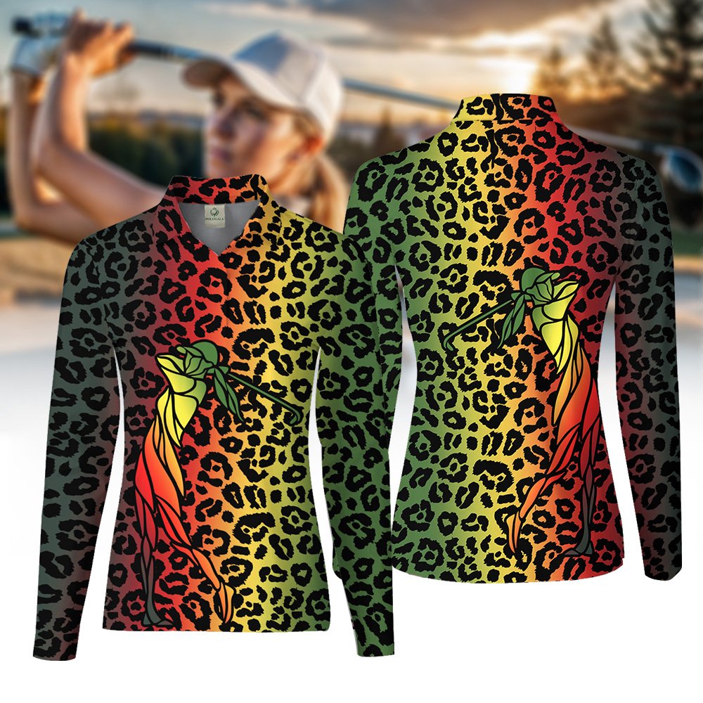 Leopard Gradient V2 Color Golf Pattern Women Polo Shirt LLVH040701