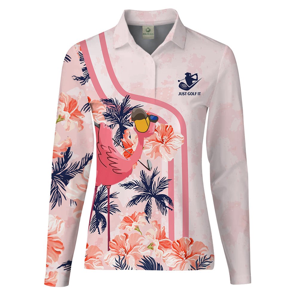 Flamingo Golf Flowers Women Polo Shirt LLVH110301