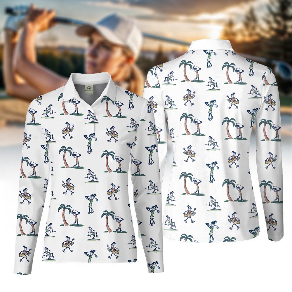 Seamless Palm Tree Golf Women Polo Shirt LLVH080301
