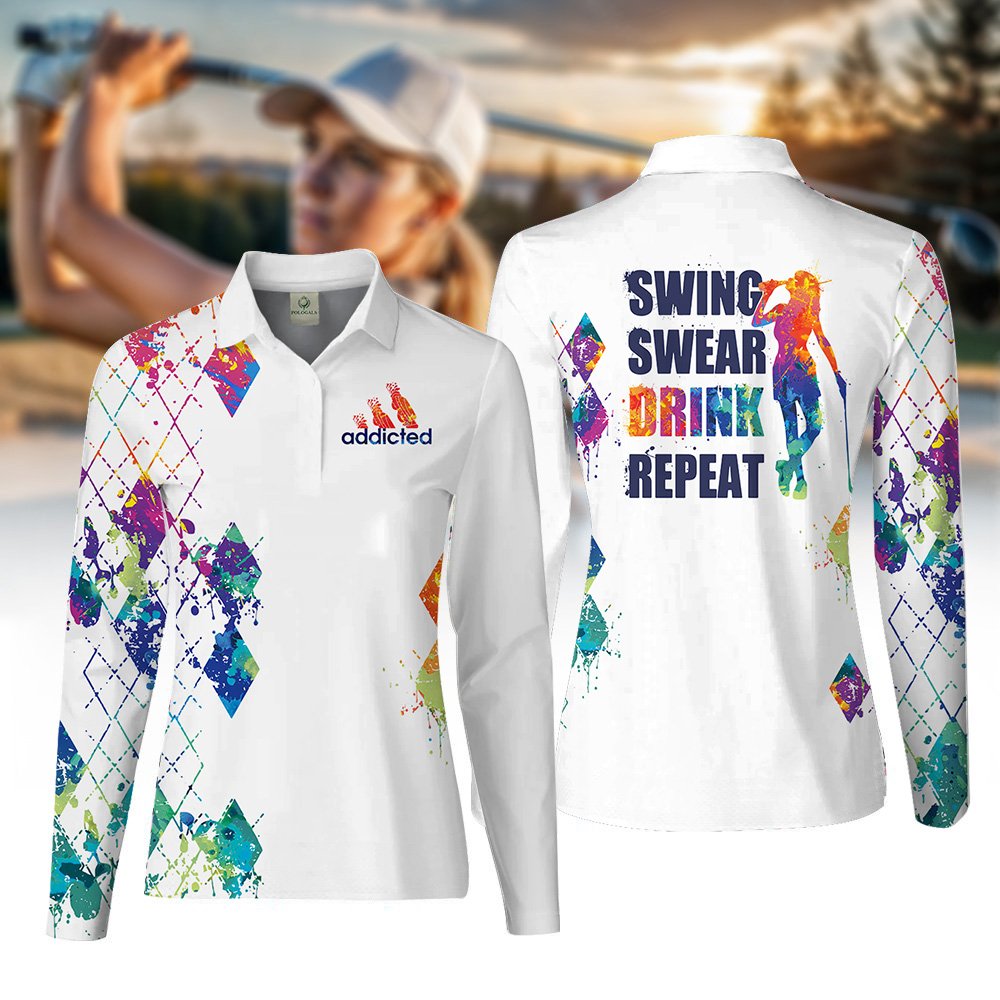 Swing Swear Drink Repeat V2 Women Polo Shirt LLVH120301