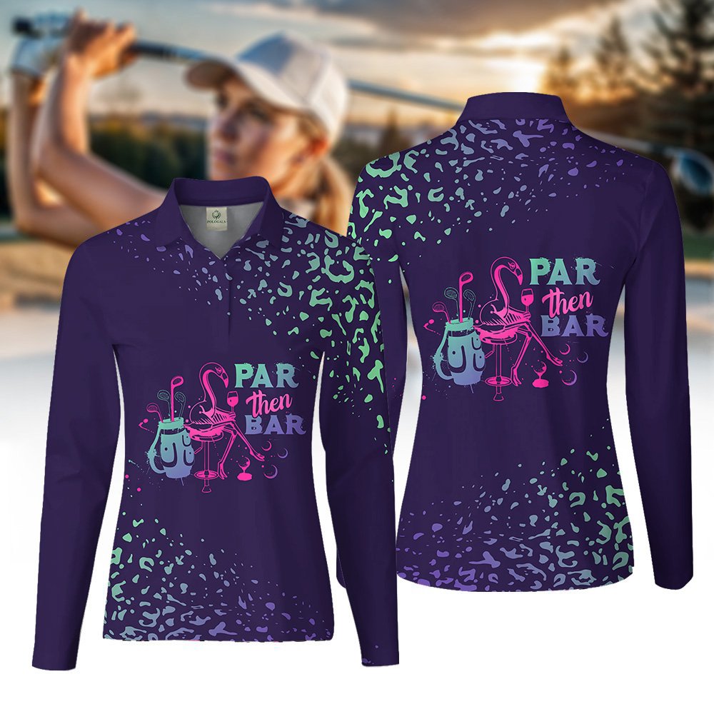 Par Then Bar Flamingo Gradient Leopard Women Polo Shirt LLVH260301