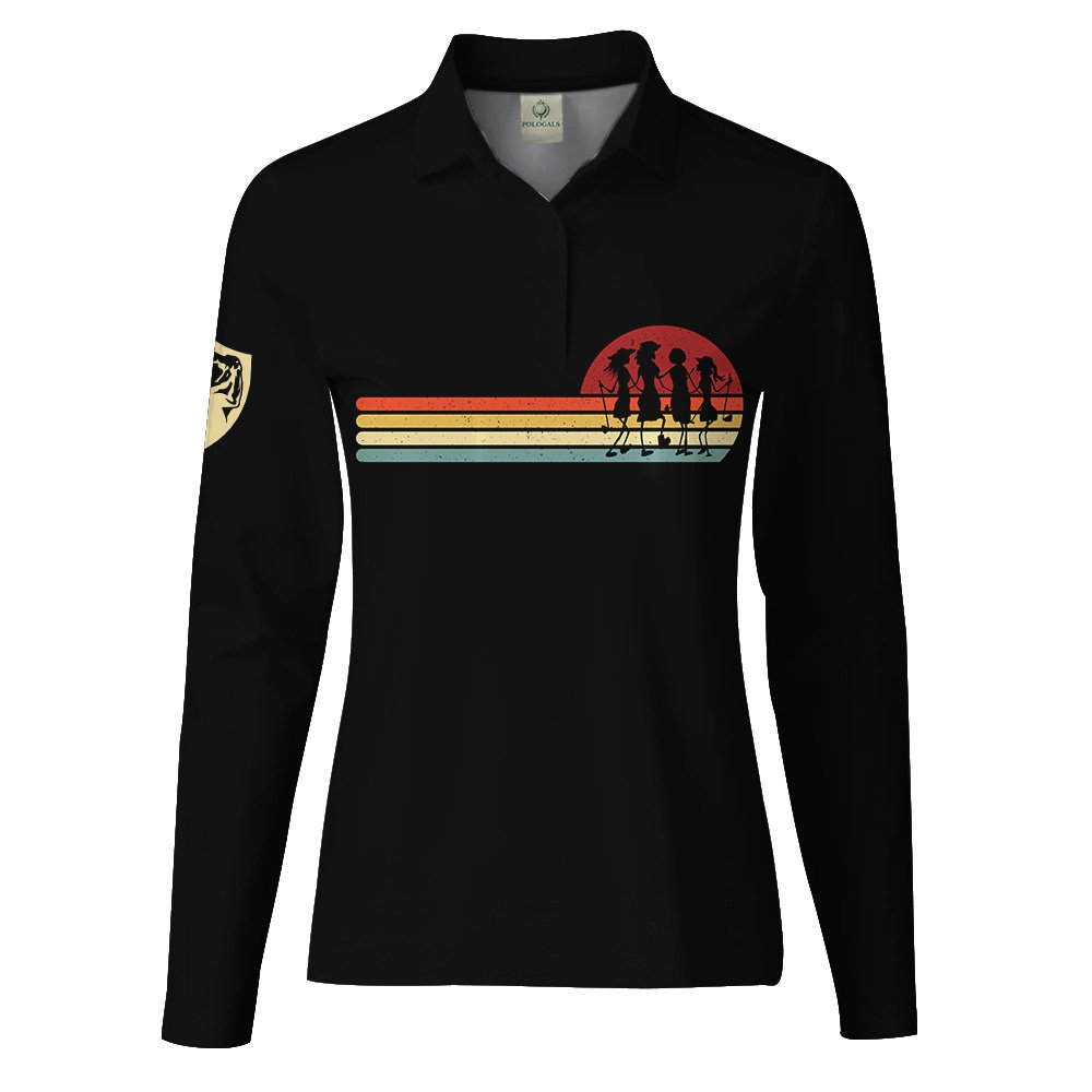 STRIPES LINE GOLF FRIENDS RETRO STYLE GOLF BALL WOMEN Polo Shirt LLVH200501