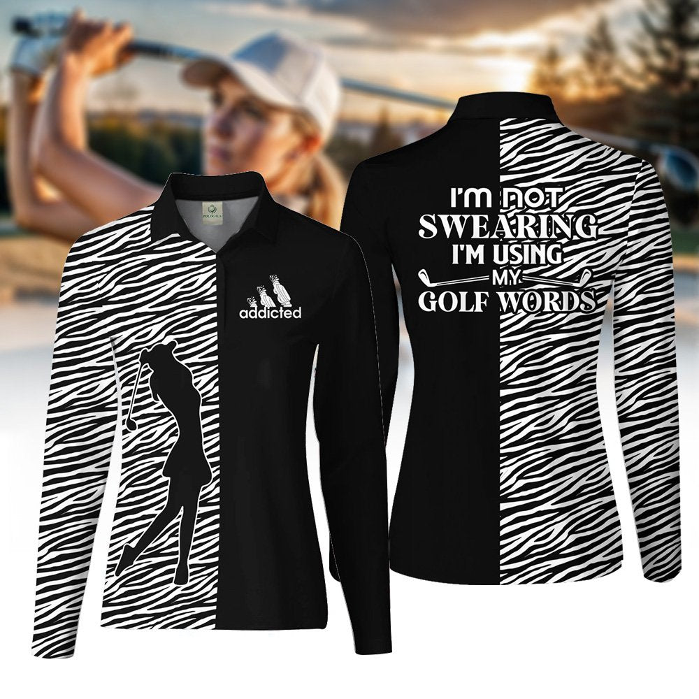 Zebra Pattern I'm Not Swearing I'm Using My Golf Words Women Polo Shirt LLVH080601