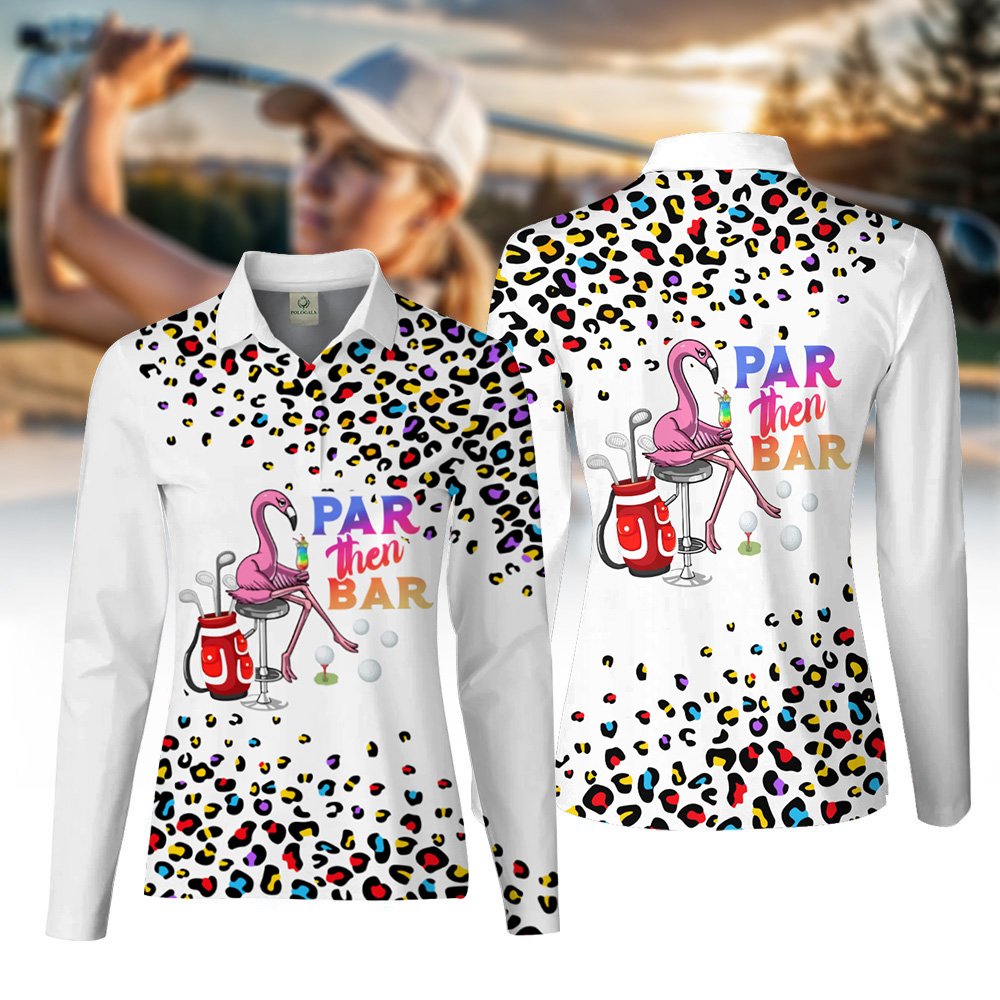Pink Leopard Par Then Bar Flamingo Cocktail Women Polo Shirt LLVH030101