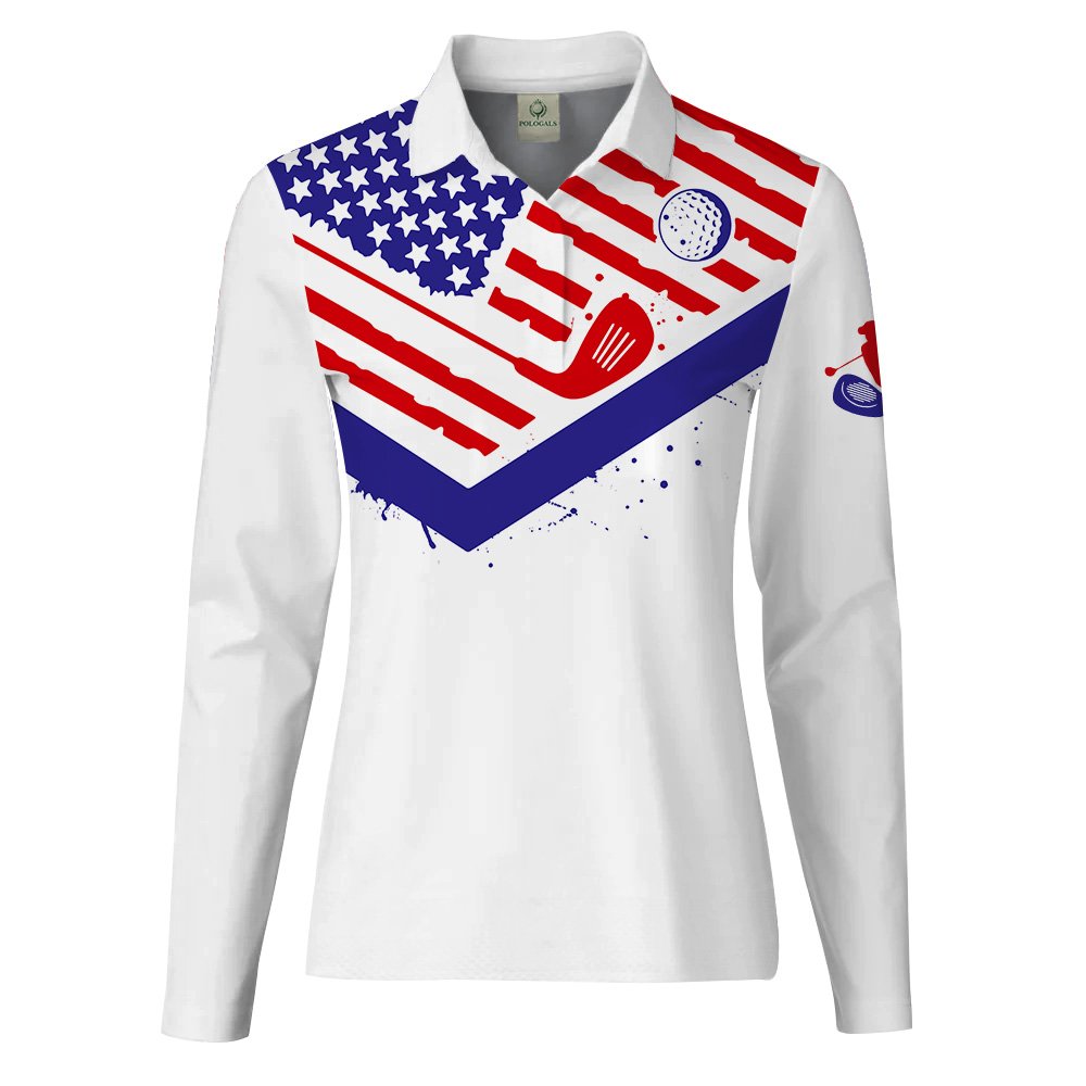 AMERICA FLAG SWING SWEAR REPEAT Women Polo Shirt LLVH130101