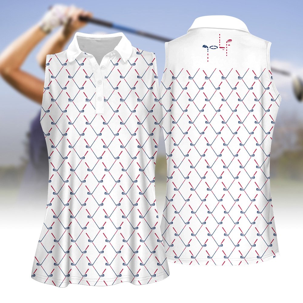 USA Flag Golf Club Pattern Women Polo Shirt LVH240801