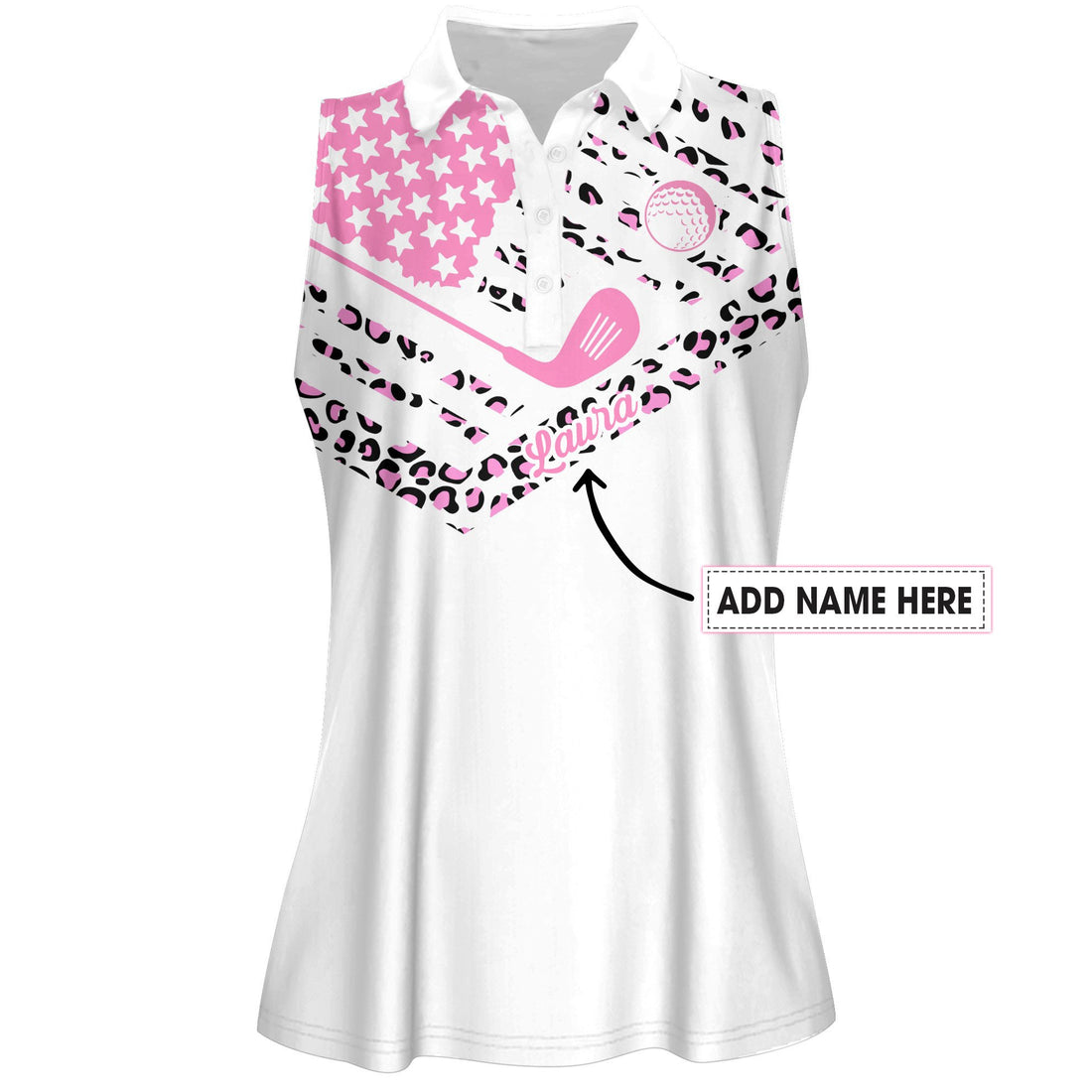 Leopard Swing Swear Repeat Pink Women Polo Shirt LVH290801