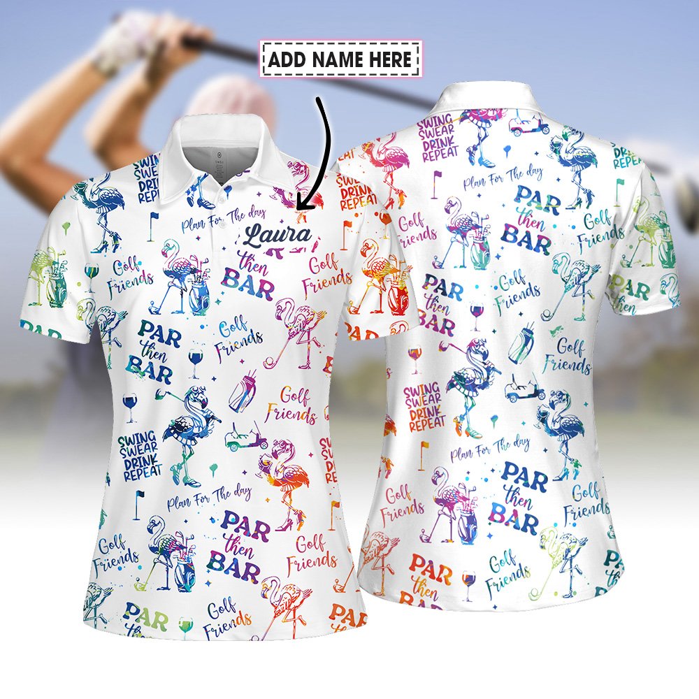 Water Color Flamingo Cute Golf Seamless Pattern Women Polo Shirt LVH050901