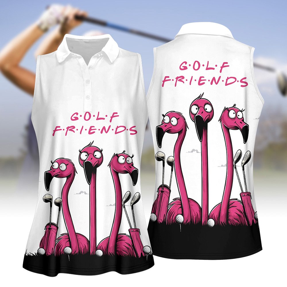 Golf Friends Funny Flamingo Women Polo Shirt LVH090901