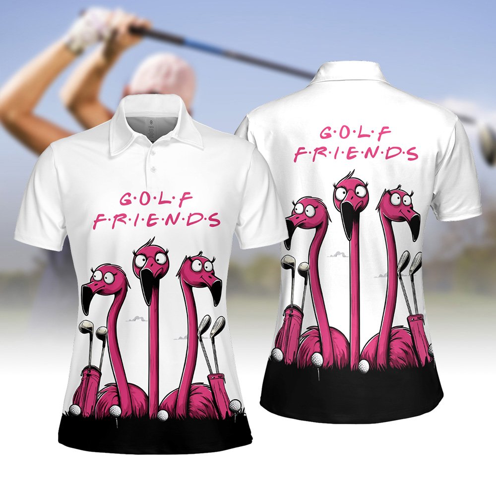 Golf Friends Funny Flamingo Women Polo Shirt LVH090901