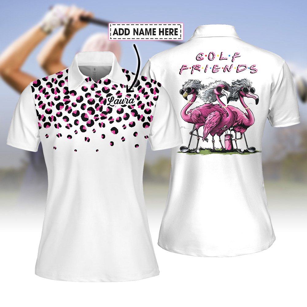 Grandmas Golf Friends Leopard Flamingo Women Polo Shirt LVH150901