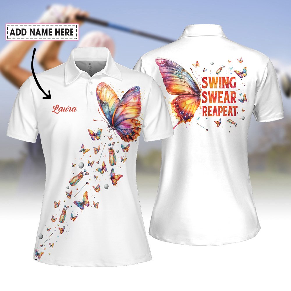 Butterfly Swing Swear Repeat Women Polo Shirt LVH210901