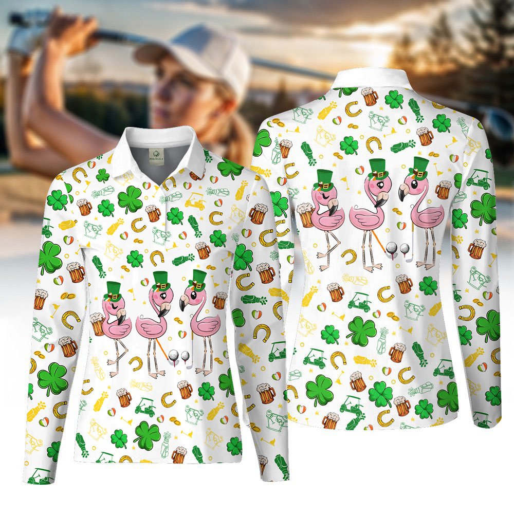 Flamingo ST Patrick's Day Women Polo Shirt LVH260601