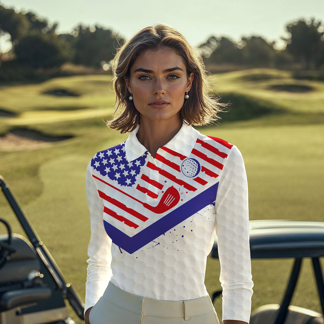 American Flag Golf Women Polo Shirt LLVH240101