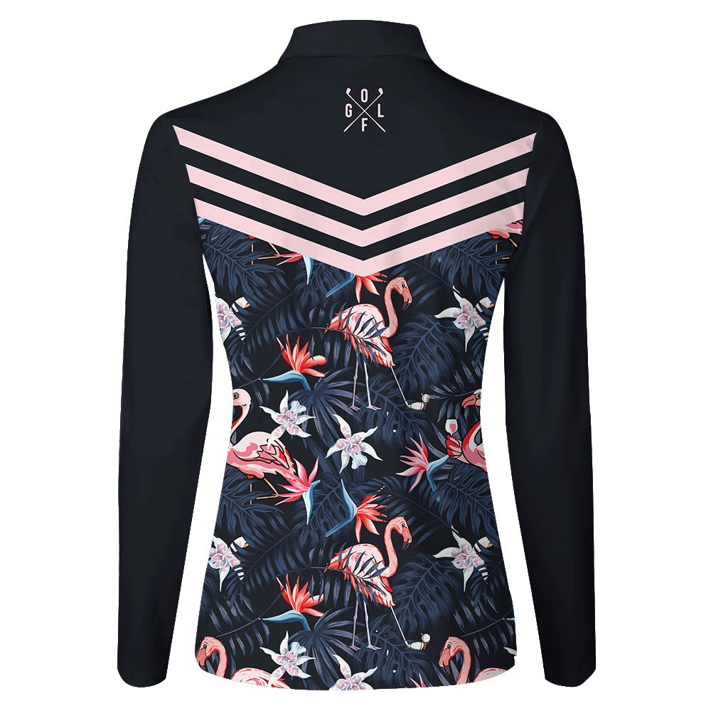Plan For The Day Flamingo Tropical Golf Women Polo Shirt LLVH130201