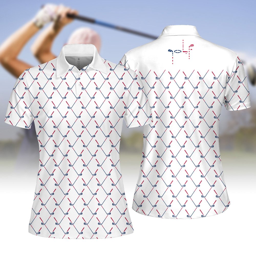 USA Flag Golf Club Pattern Women Polo Shirt LVH240801