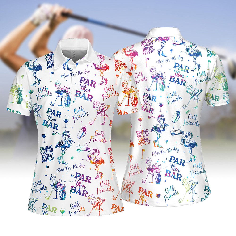 Water Color Flamingo Cute Golf Seamless Pattern Women Polo Shirt LVH050901