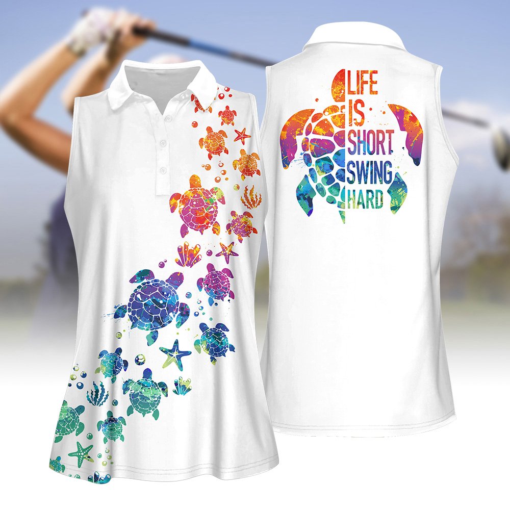 Ocean Turtle Water Color Life Is Short, Swing Hard Women Polo Shirt LVH060901