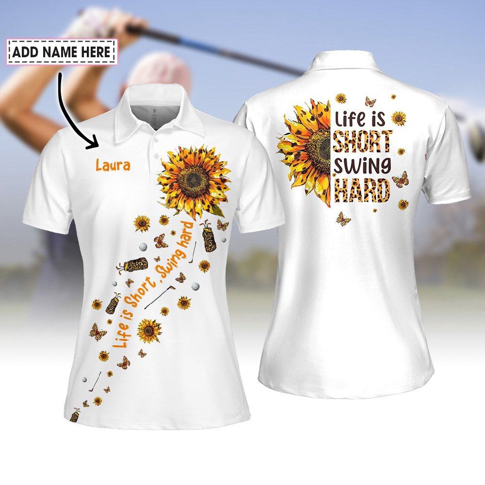 Leopard Sun Flowers Life is Short Swing Hard Women Polo Shirt LVH120901