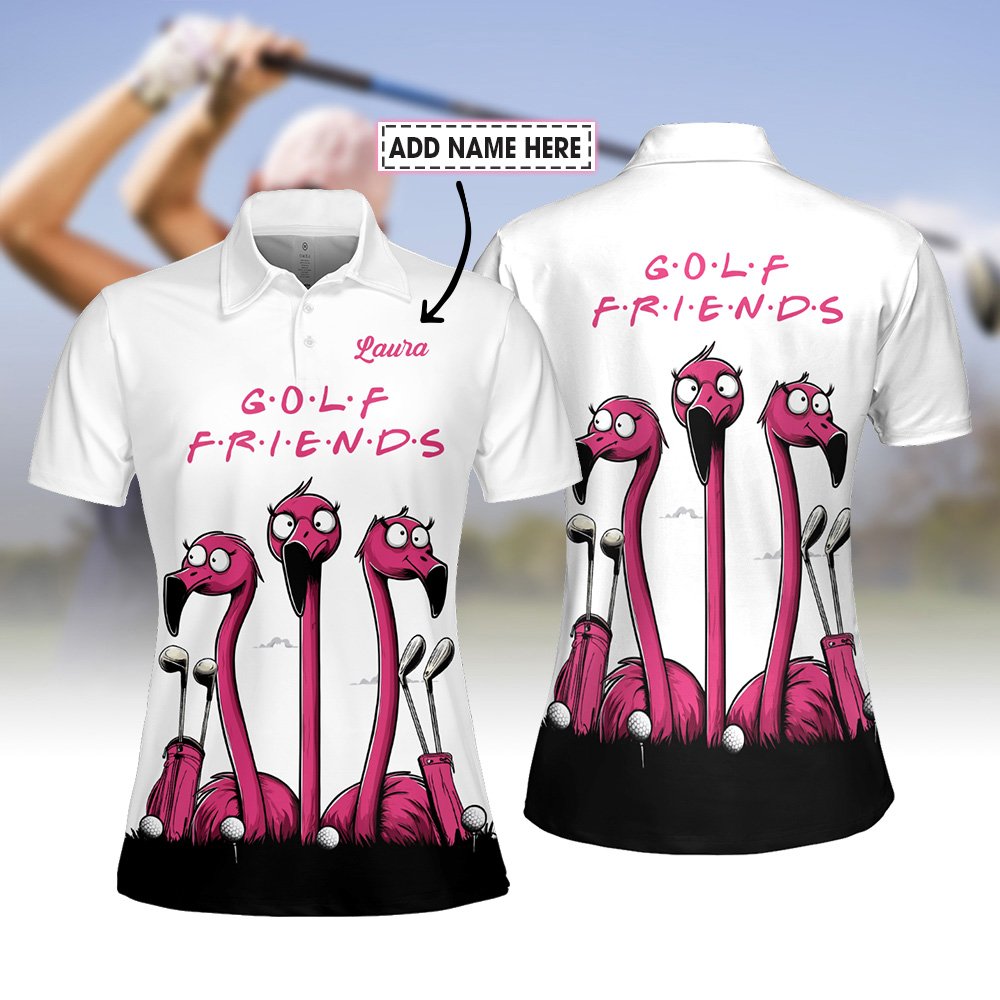 Golf Friends Funny Flamingo Women Polo Shirt LVH090901