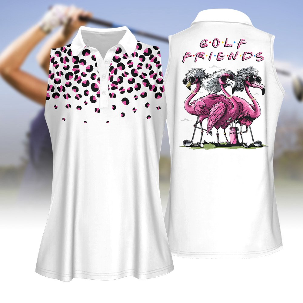 Grandmas Golf Friends Leopard Flamingo Women Polo Shirt LVH150901