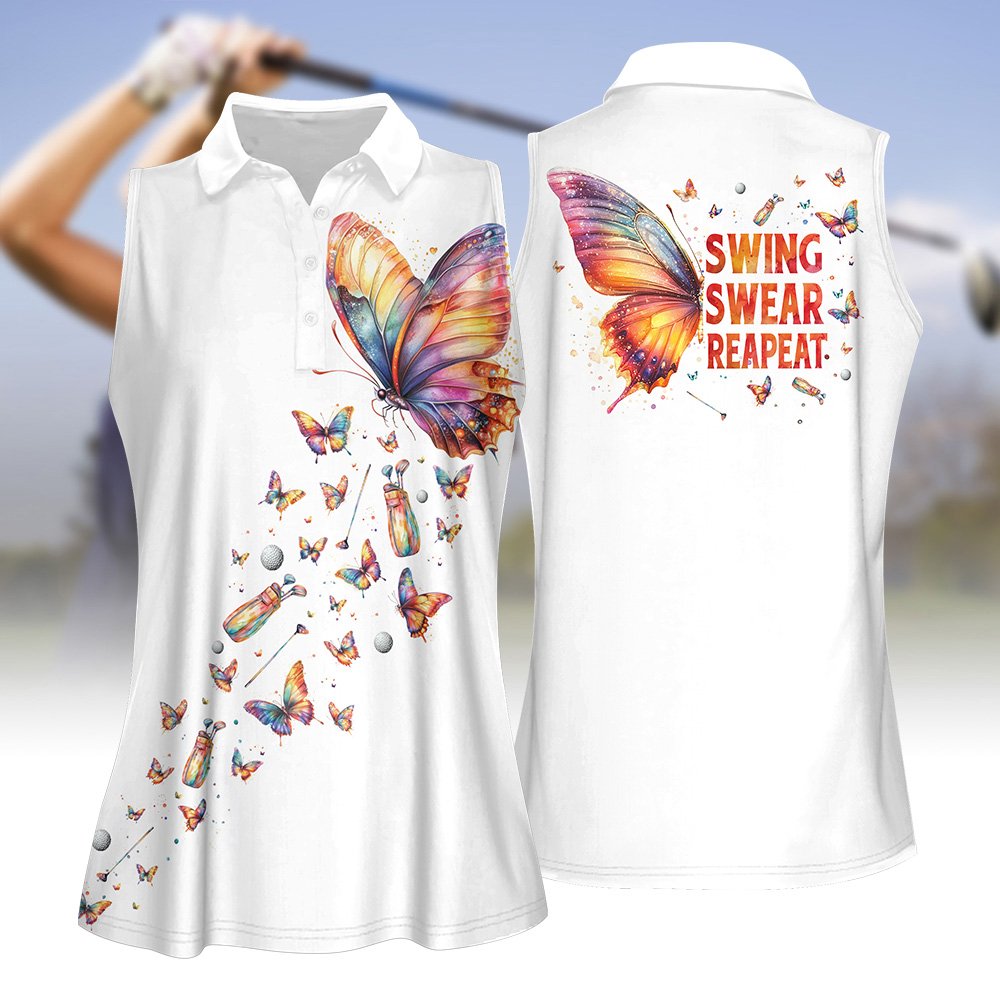 Butterfly Swing Swear Repeat Women Polo Shirt LVH210901