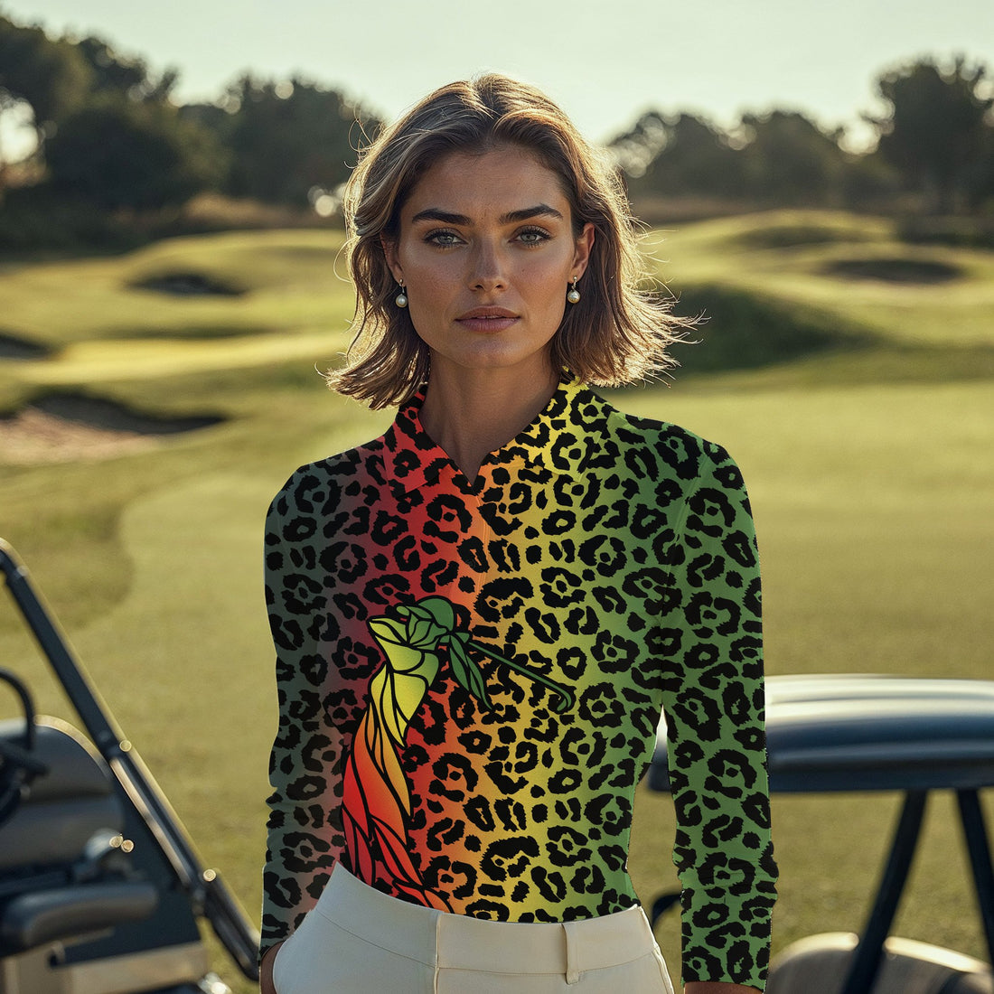 Leopard Gradient V2 Color Golf Pattern Women Polo Shirt LLVH040701