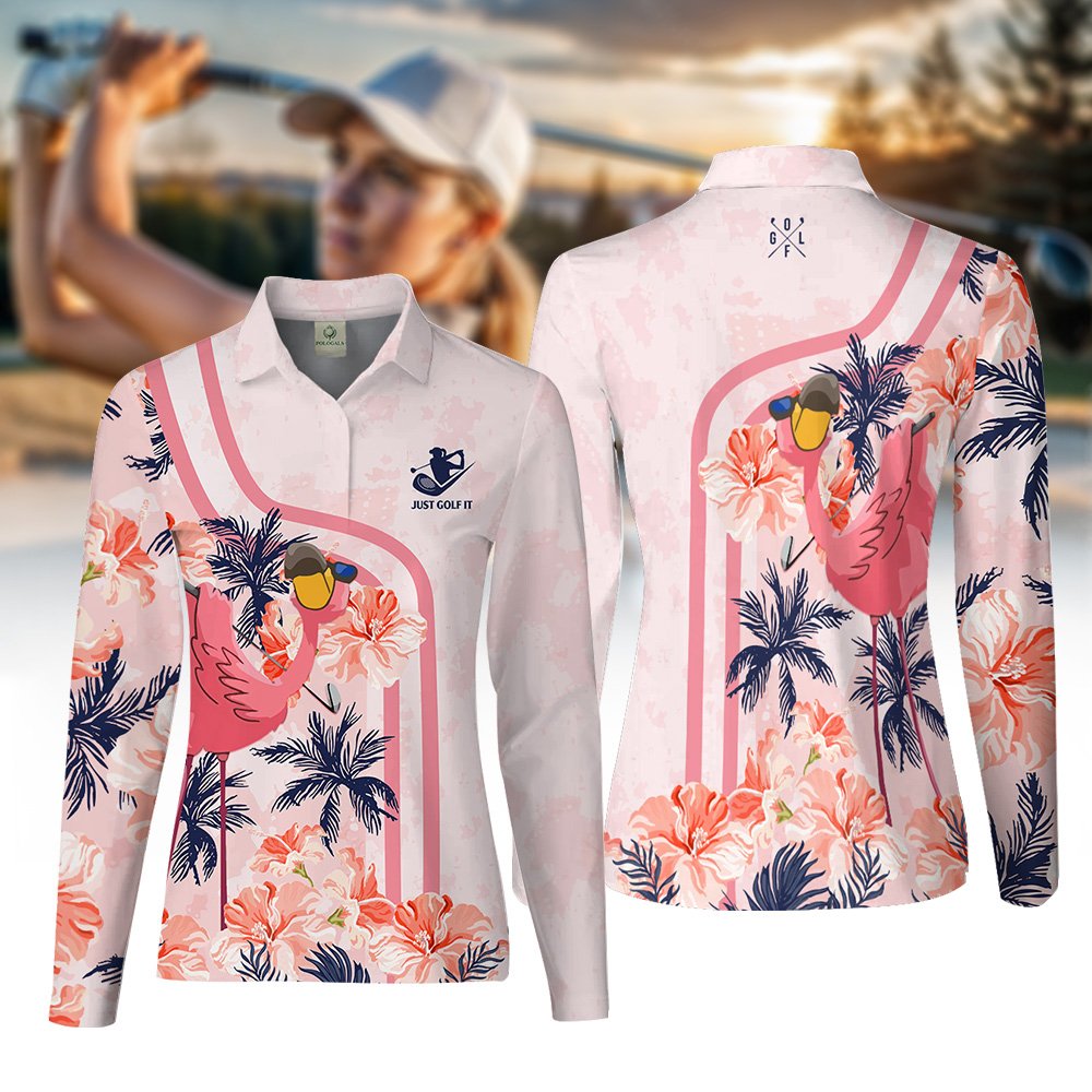 Flamingo Golf Flowers Women Polo Shirt LLVH110301