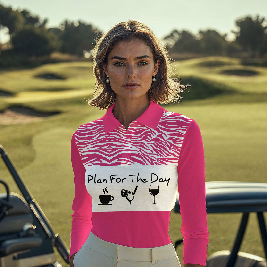 PLAN FOR THE DAY PINK GOLF Women Polo Shirt LLVH110101