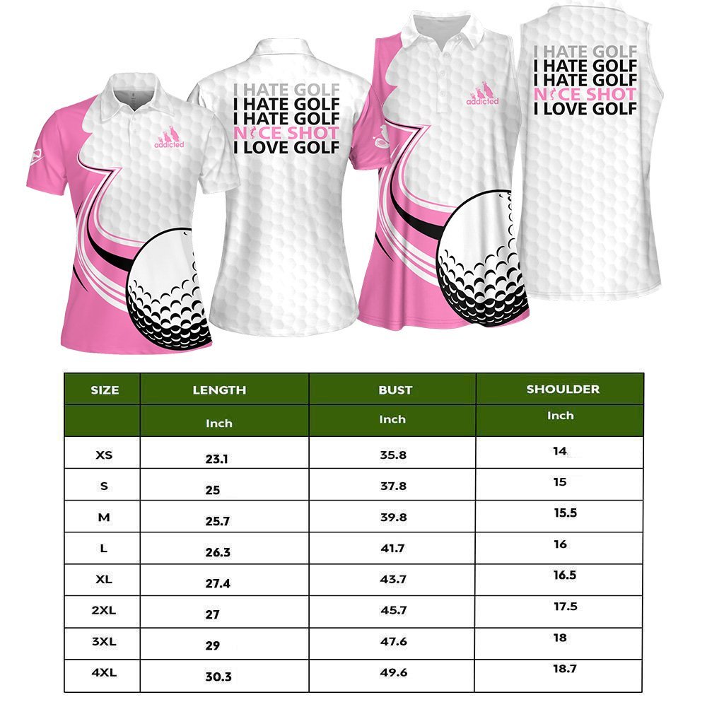 I Hate Golf Golf Ball Pink Women Polo Shirt LVH240901