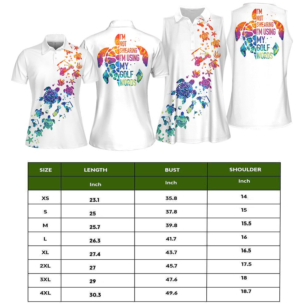 I'm Not Swearing I'm Using My Golf Words Water Color Turtle Women Polo Shirt LVH250901