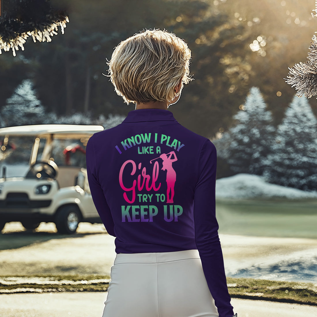 Gradient Play Like A Girl Women Polo Shirt LLVH170301