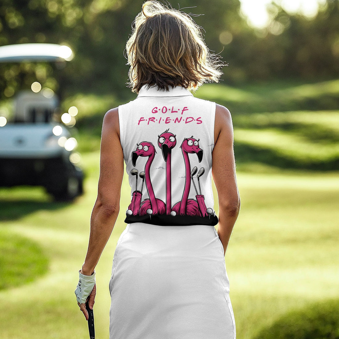 Golf Friends Funny Flamingo Women Polo Shirt LVH090901