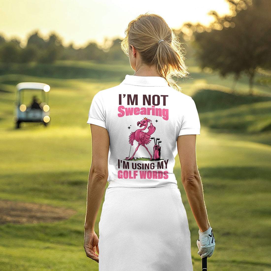 Flamingo I'm Not Swearing, I'm Using My Golf Words Women Polo Shirt LVH190901