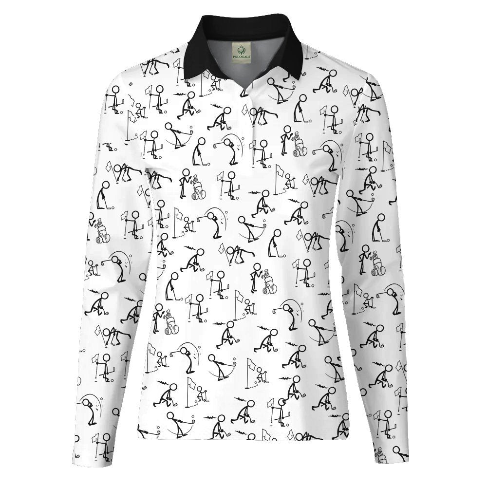 Stickfigures Playing Golf Women Polo Shirt LLVH150101