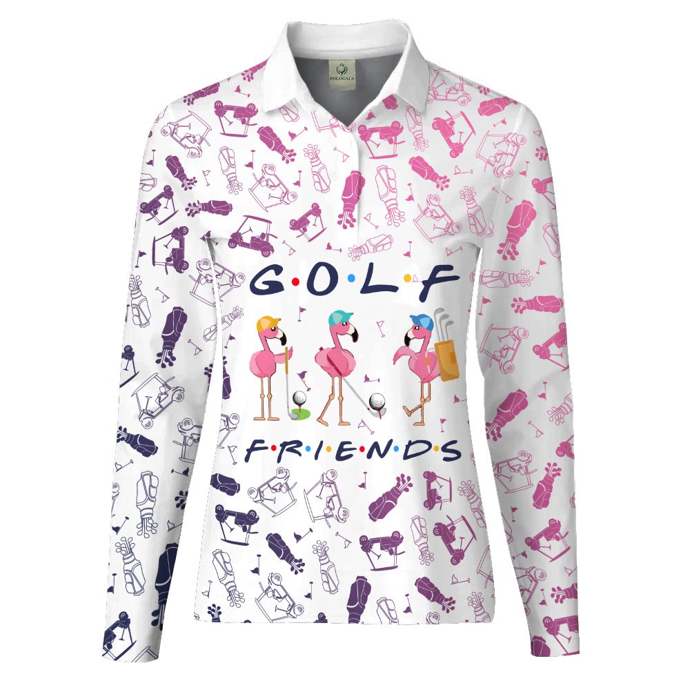 Flamingo Golf Friends Pattern Women Polo Shirt LLVH240201