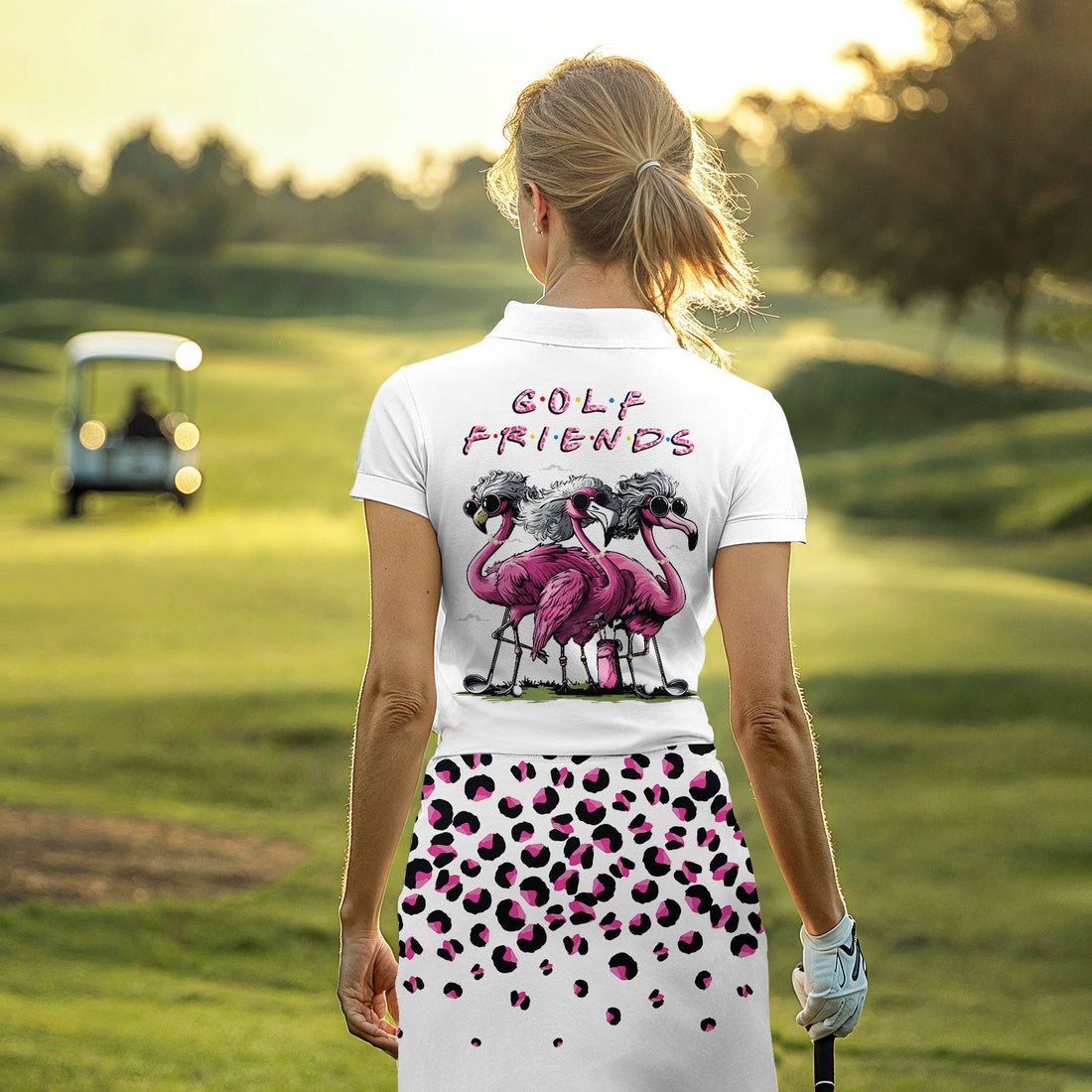 Grandmas Golf Friends Leopard Flamingo Women Polo Shirt LVH150901