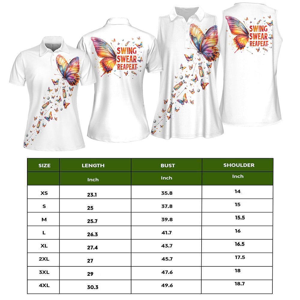 Butterfly Swing Swear Repeat Women Polo Shirt LVH210901