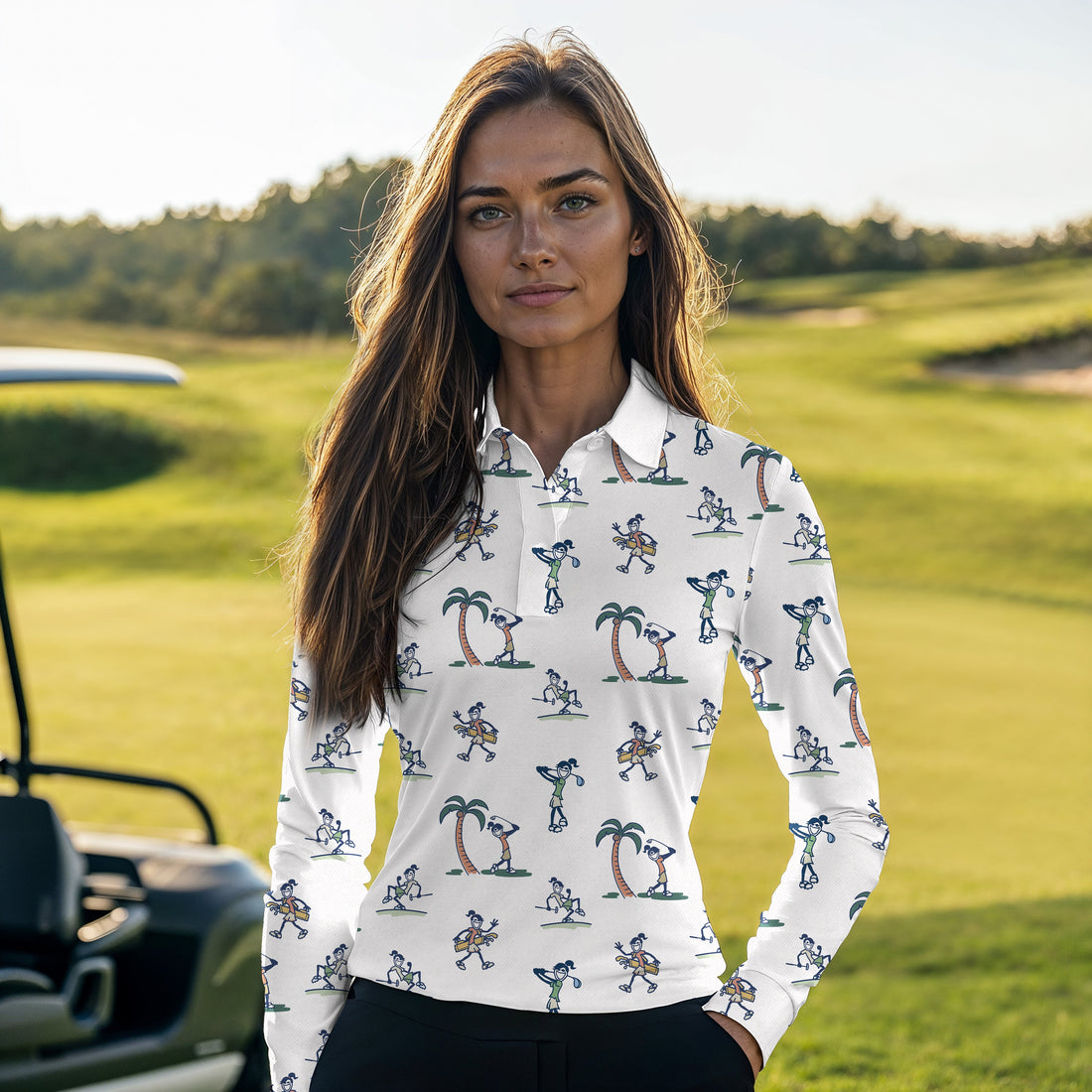 Seamless Palm Tree Golf Women Polo Shirt LLVH080301