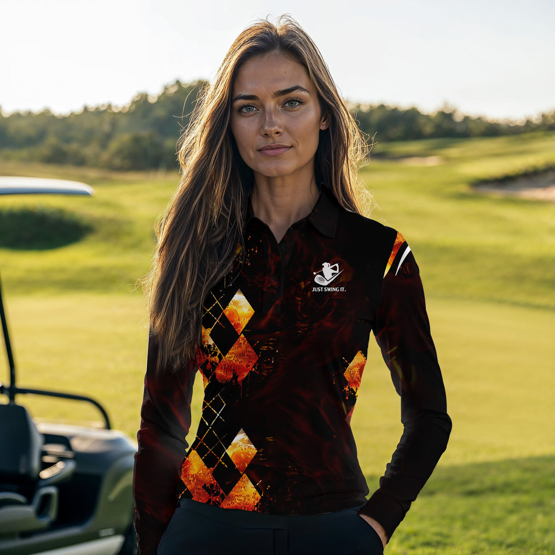 WEEKEND FORECAST GOLFING WITH A CHANCE OF DRINKING Whiskey WOMEN POLO SHIRT LLVH120401