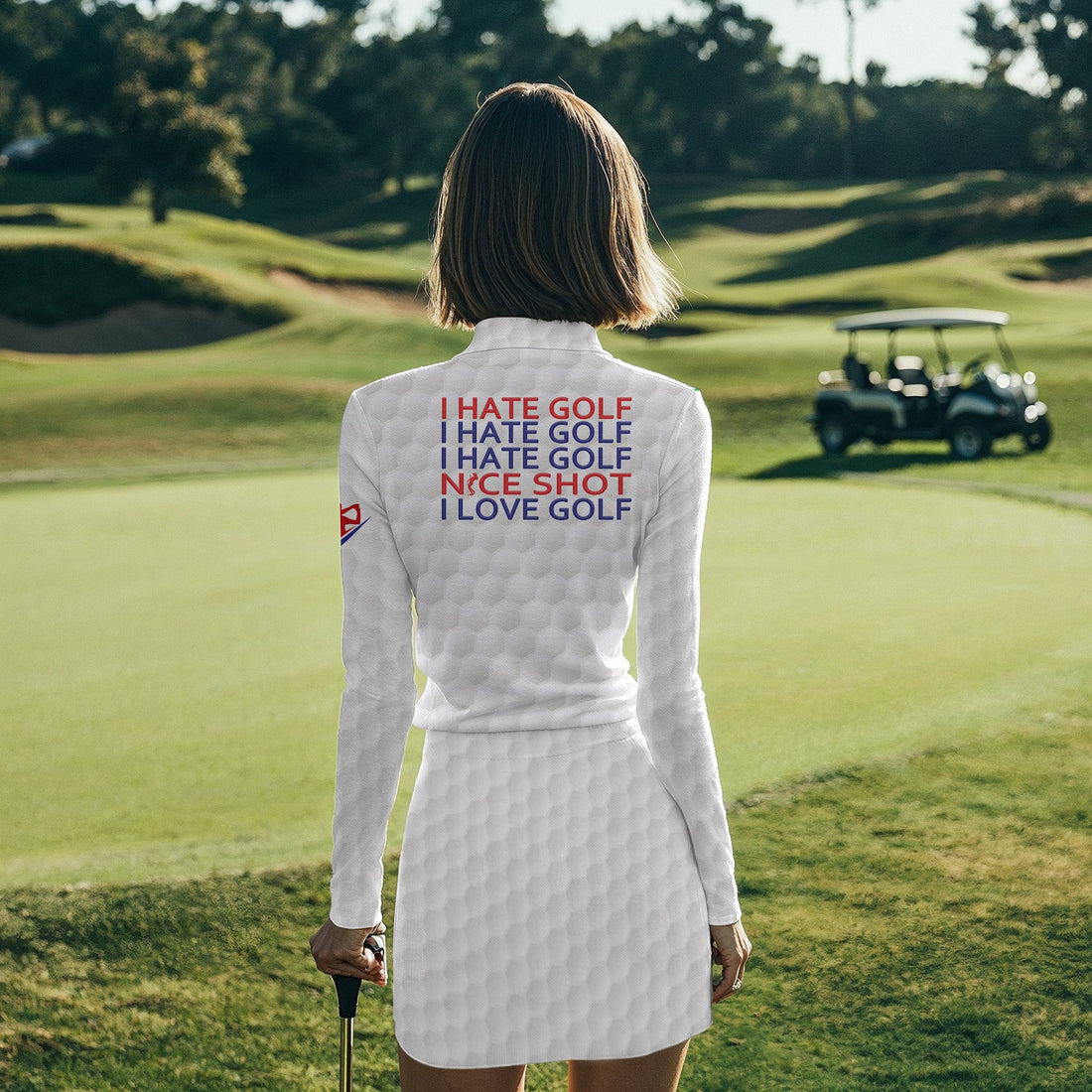 Nice Shot I Hate Golf American Flag Women Polo Shirt LLVH140101