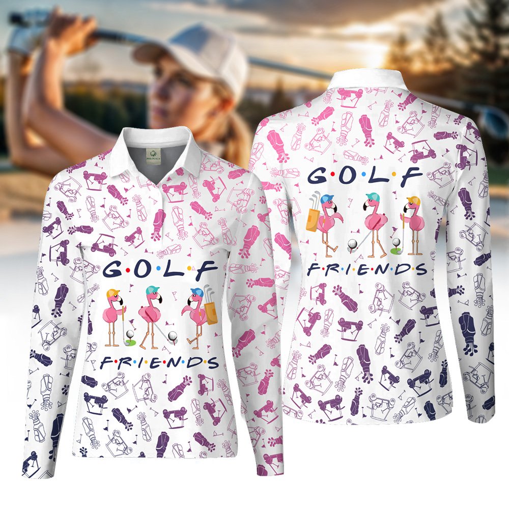 Flamingo Golf Friends Pattern Women Polo Shirt LLVH240201