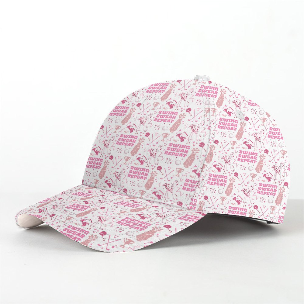 Swing Swear Repeat Pink Seamless Pattern Cap CVH080401