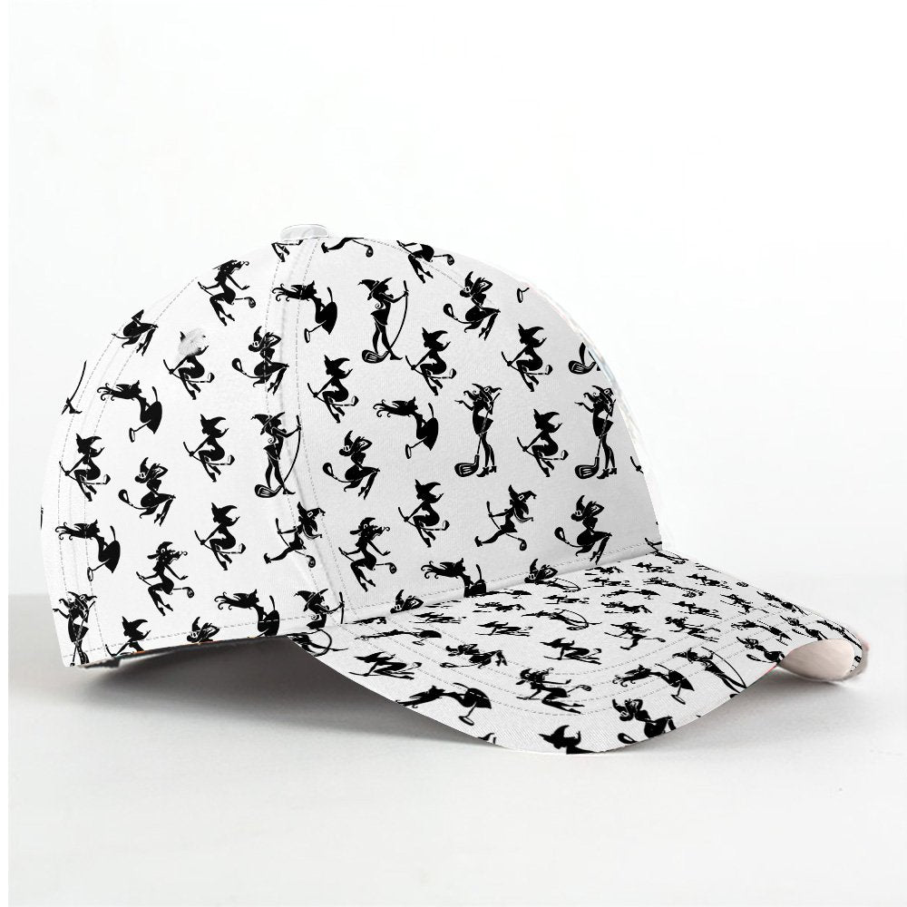 Fore ! Witches Pattern Halloween Black And White Cap CVH220401