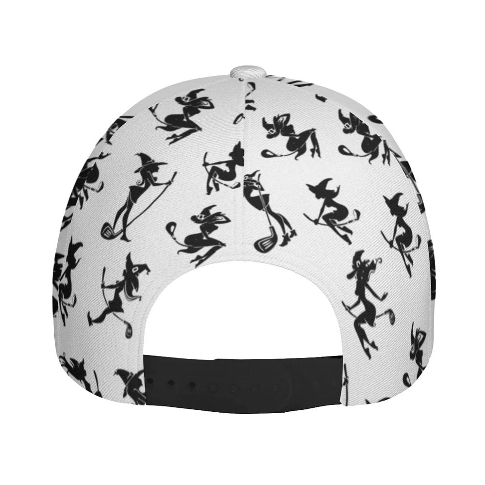 Fore ! Witches Pattern Halloween Black And White Cap CVH220401