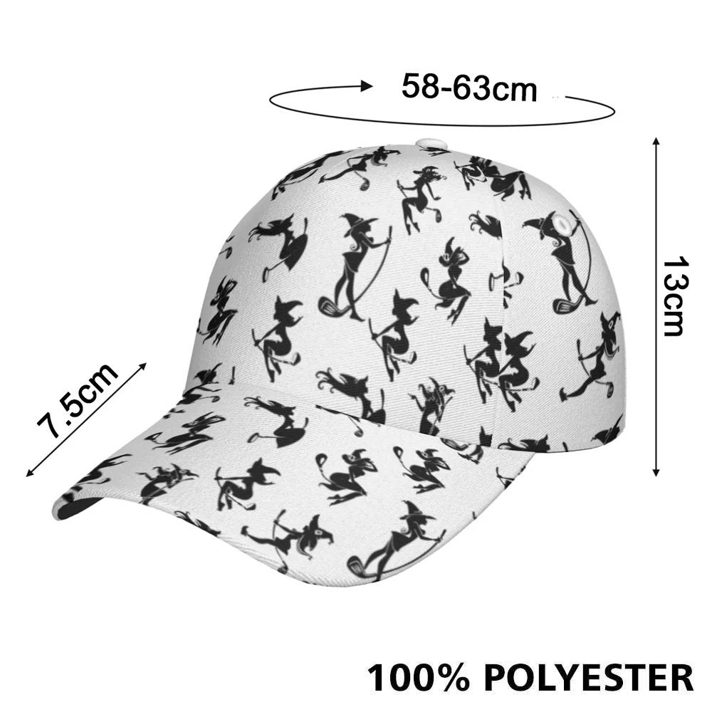 Fore ! Witches Pattern Halloween Black And White Cap CVH220401