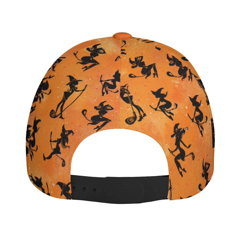 Fore ! Witches Pattern Halloween Orange Cap CVH230401