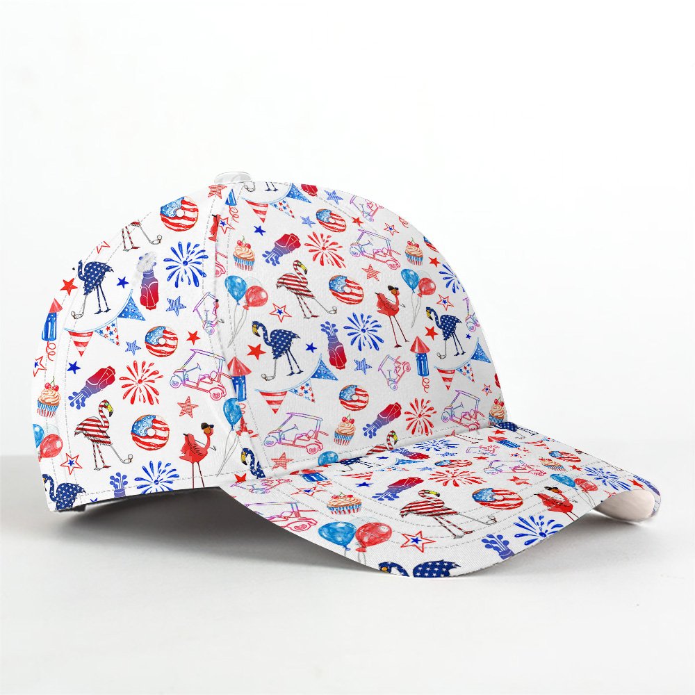 4th Of July Flamingo Pattern Cap CVH290301