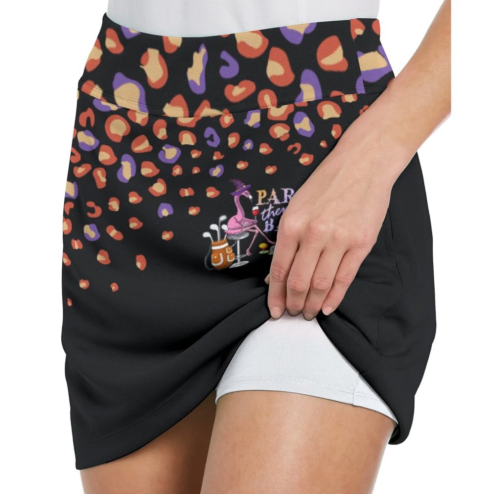 Par Then Bar Halloween Leopard Black Skort KVH050501