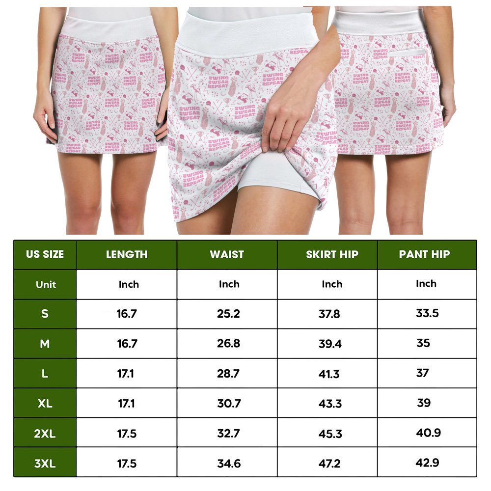 Swing Swear Repeat Pink Seamless Pattern Skort KVH080401